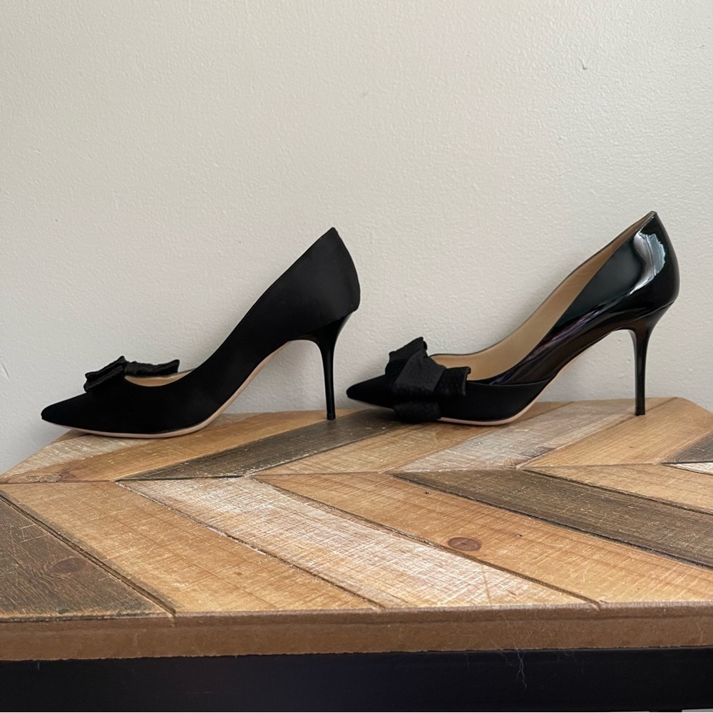 Jimmy Choo-Fitz Satin Patent Pump - Picture 5 of 12